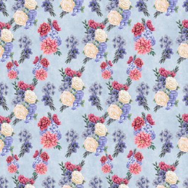 Çiçeksiz suluboya desen. El boyaması çiçekler, tebrik kartı şablonu veya ambalaj kağıdı