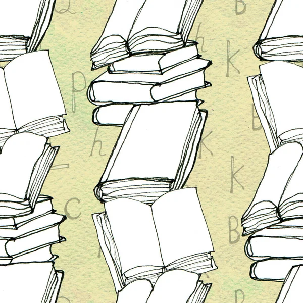 Zökkenőmentes minta könyvekkel — Stock Fotó