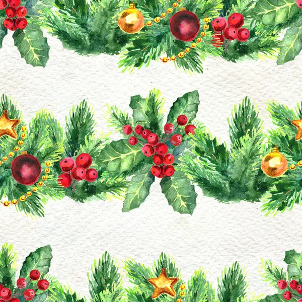 Merry Christmas seamless pattern with garlands — Stock Photo, Image