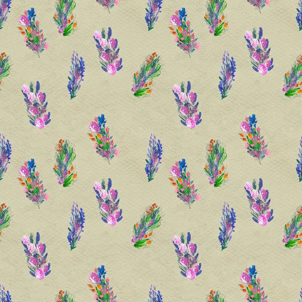 Seamless pattern with flowers. Watercolor or acrylic painting. Hand drawn floral background. — Stock Photo, Image