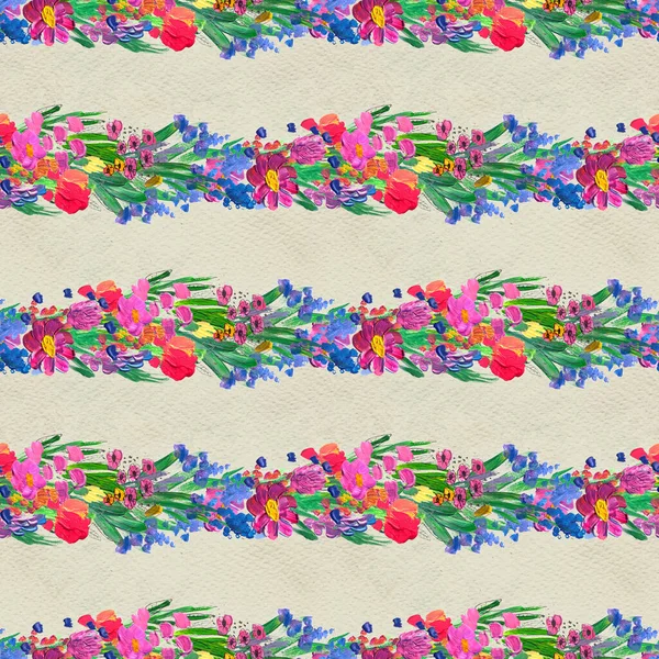 Seamless pattern with flowers. Watercolor or acrylic painting. Hand drawn floral background. — Stock Photo, Image