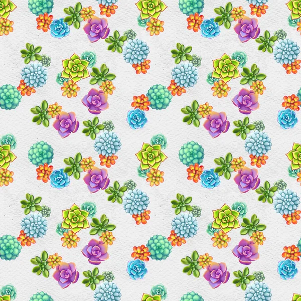 Seamless pattern with succulents. Beautiful floral print. — Stock Photo, Image