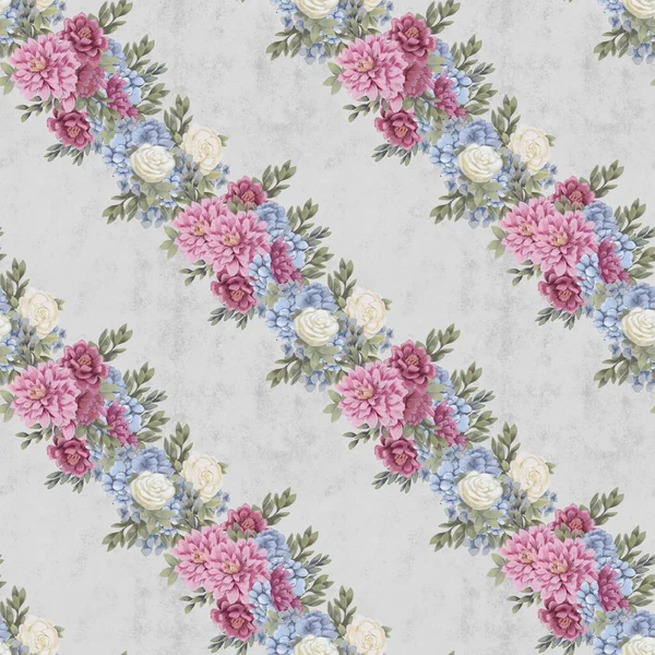 Watercolor floral seamless pattern. Hand painted flowers, greeting card template or wrapping paper — Stock Photo, Image