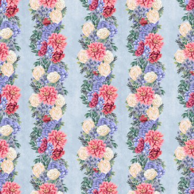 Çiçeksiz suluboya desen. El boyaması çiçekler, tebrik kartı şablonu veya ambalaj kağıdı