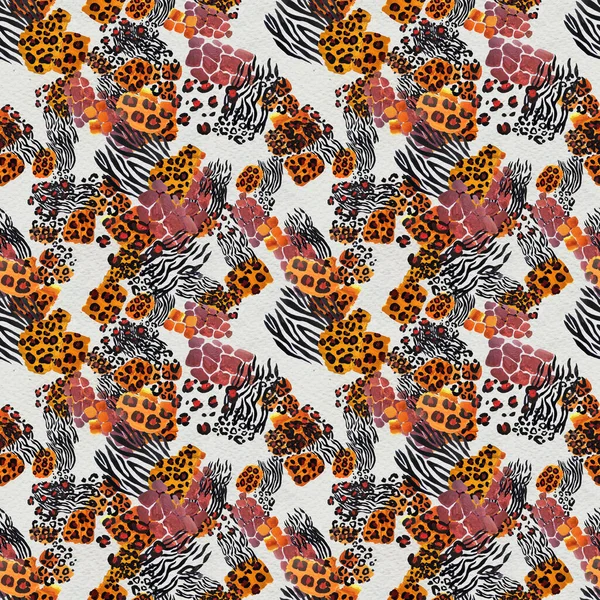 Dierenmix print naadloos patroon. Abstracte achtergrond — Stockfoto