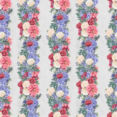 Çiçeksiz suluboya desen. El boyaması çiçekler, tebrik kartı şablonu veya ambalaj kağıdı