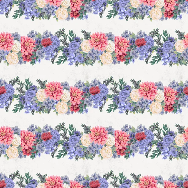 Watercolor floral seamless pattern. Hand painted flowers, greeting card template or wrapping paper — Stock Photo, Image