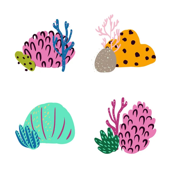 Conjunto de coloridos elementos de diseño bajo el agua. Ilustración vectorial — Vector de stock