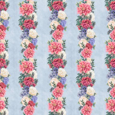 Çiçeksiz suluboya desen. El boyaması çiçekler, tebrik kartı şablonu veya ambalaj kağıdı