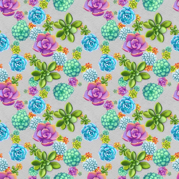 Seamless pattern with succulents. Beautiful floral print. — Stock Photo, Image