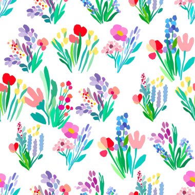 Çiçekli pürüzsüz desen, bitki vektör arkaplan.