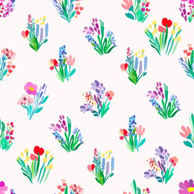 Çiçekli pürüzsüz desen, bitki vektör arkaplan.