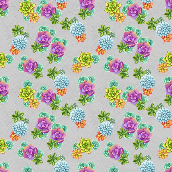 Seamless pattern with succulents. Beautiful floral print. — Stock Photo, Image