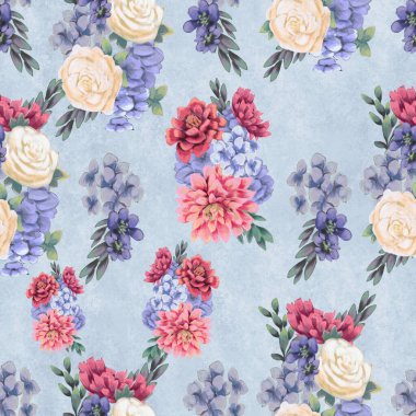 Çiçeksiz suluboya desen. El boyaması çiçekler, tebrik kartı şablonu veya ambalaj kağıdı