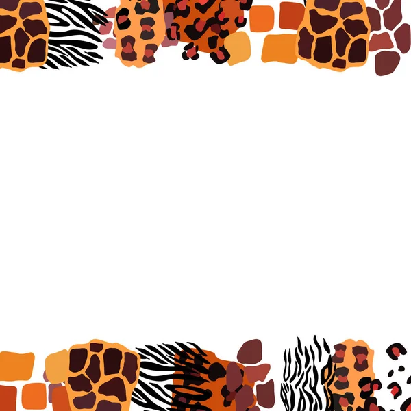 Animal vector frame. Abstract border on white background — Stock Vector