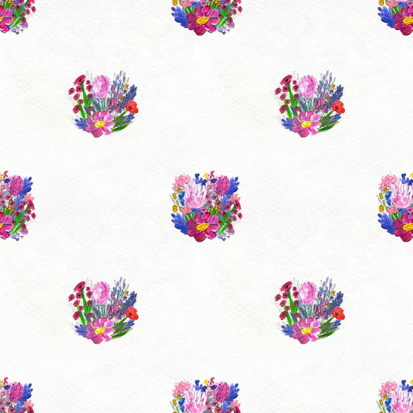 Seamless pattern with flowers. Watercolor or acrylic painting. Hand drawn floral background. — Stock Photo, Image