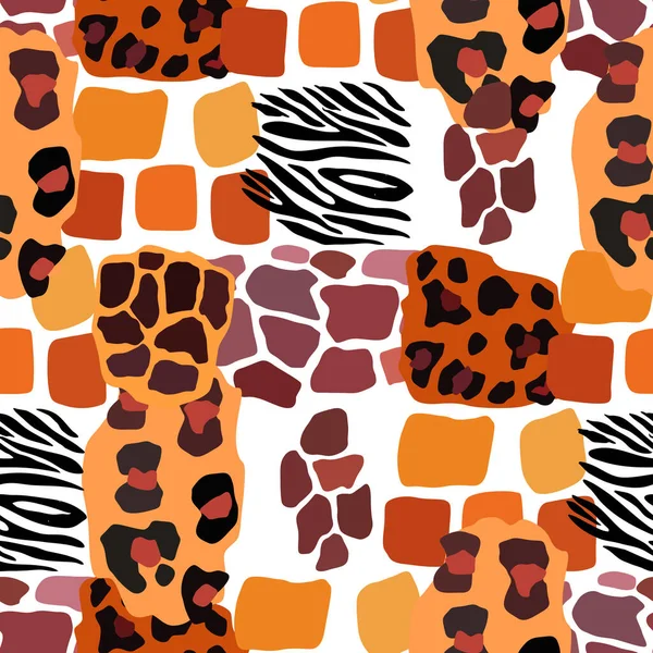 Animal mix print vector seamless pattern. Abstract background — Stock Vector