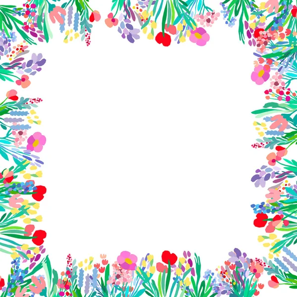 Vector floral frame. Abstract flowers on white background. — Stock Vector