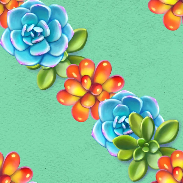 Seamless pattern with succulents. Beautiful floral print. — Stock Photo, Image