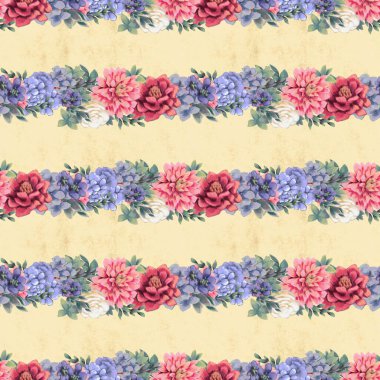 Çiçeksiz suluboya desen. El boyaması çiçekler, tebrik kartı şablonu veya ambalaj kağıdı