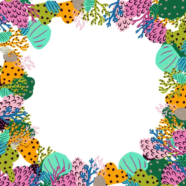 Abstracte lijst van bloemen en koralen. Mariene planten. Vectorillustratie. — Stockvector