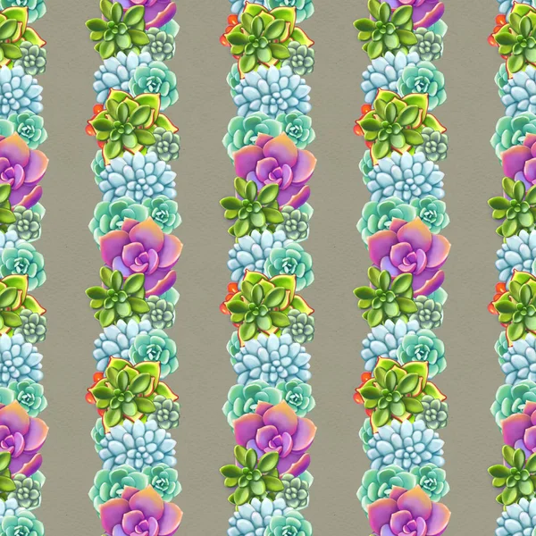 Sömlöst mönster med suckulenter. Vackert blommigt tryck. — Stockfoto