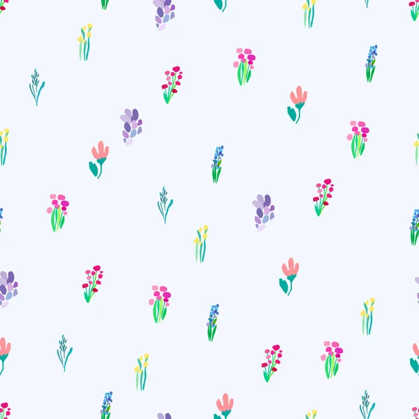 Sömlös mönster med blommor, växt vektor bakgrund. — Stock vektor