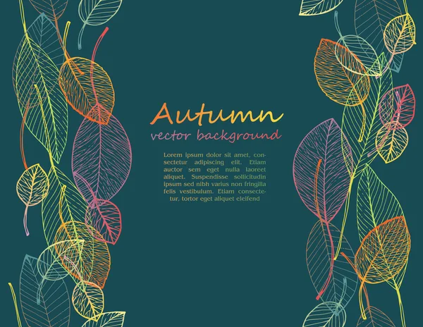 Пограничная рамка цветных осенних листьев — стоковый вектор