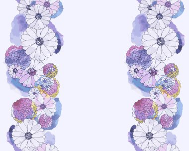 Çiçekli suluboya kenarı