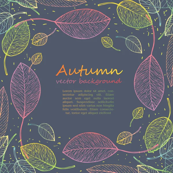 Пограничная рамка цветных осенних листьев — стоковый вектор