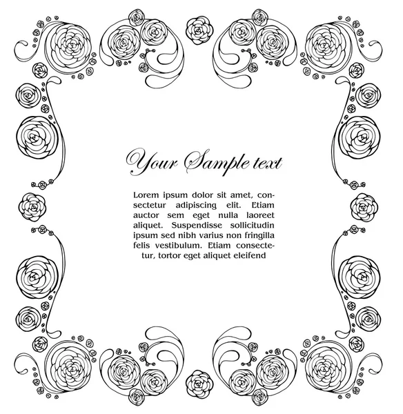 Ornamental frame with roses — Stock Vector