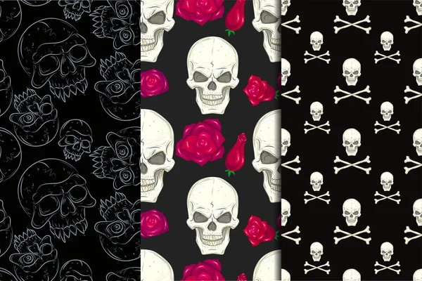 Seamless background with skulls — Stock Vector
