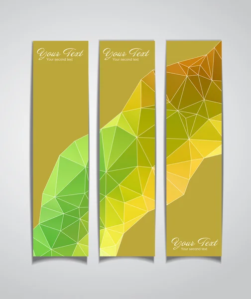 Set of three yellow geometric banners — Stock Vector