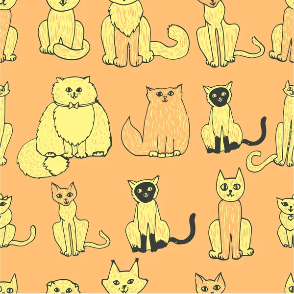 Sömlöst mönster med katter — Stock vektor