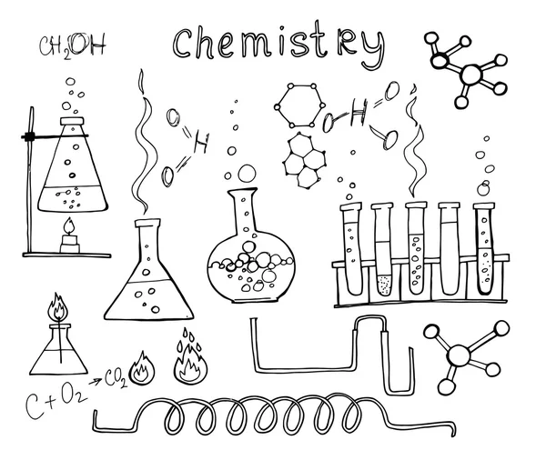 Ręcznie rysowane chemia zestaw — Wektor stockowy