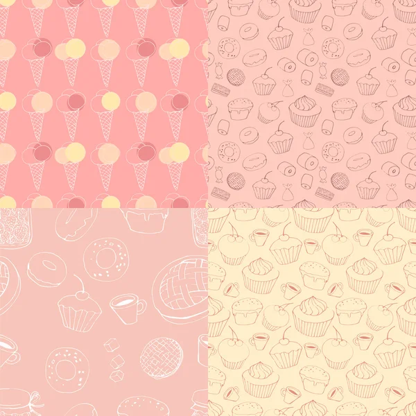 Seamless patterns with sweets — Stock Vector