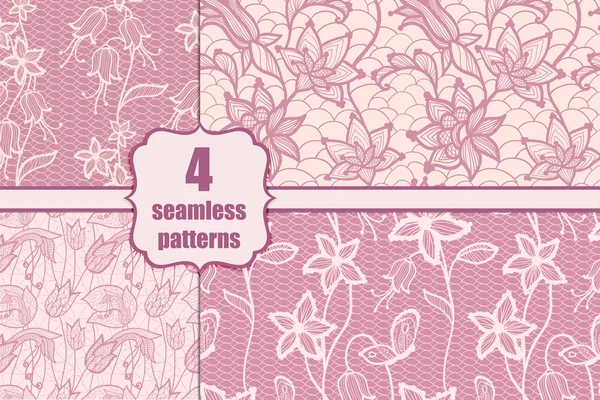 Lacy seamless pattern set — Stock Vector