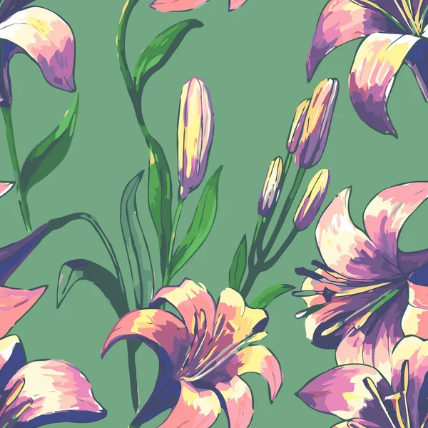 Безшовний квітковий візерунок з квітами — стоковий вектор