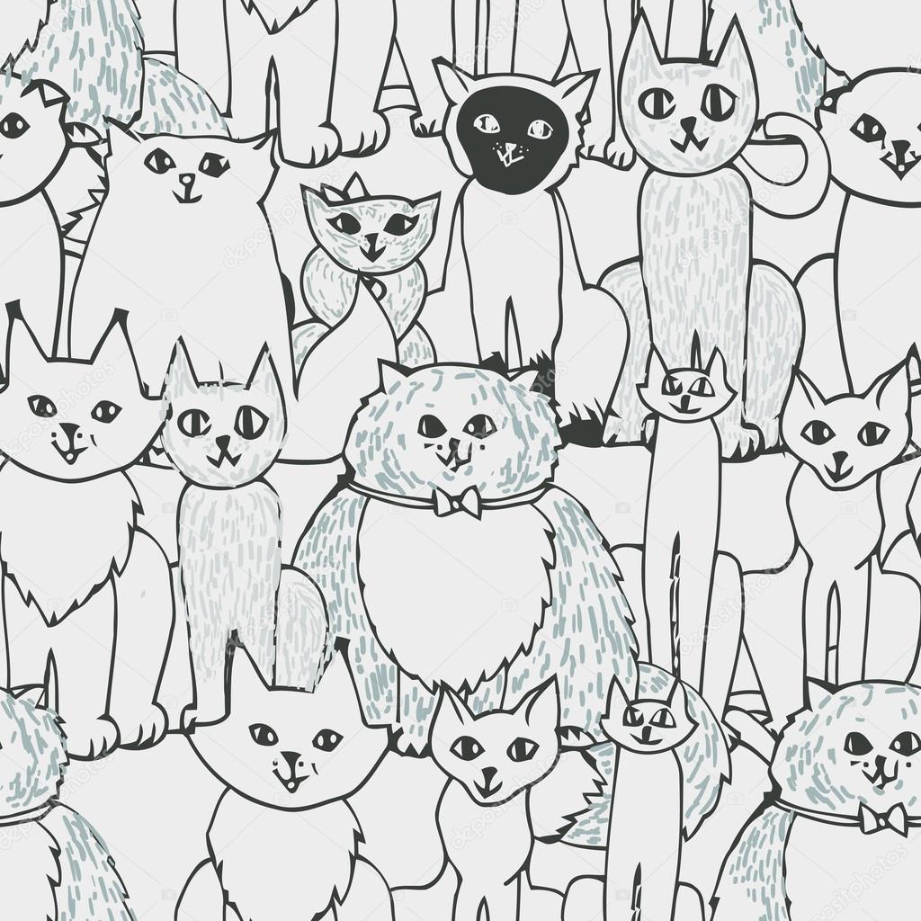 seamless pattern with cats