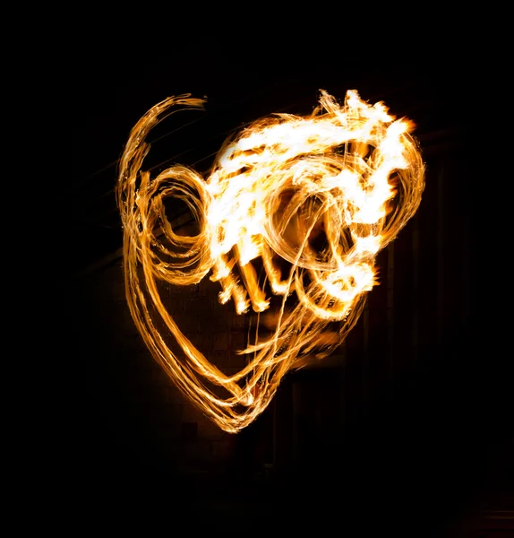 Fire Show Flaming Trails — Stock Photo, Image