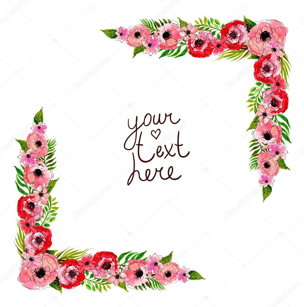 floral frame with pink flowers