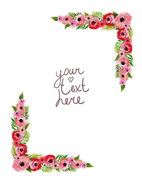 Floral frame with pink flowers — Stock Vector