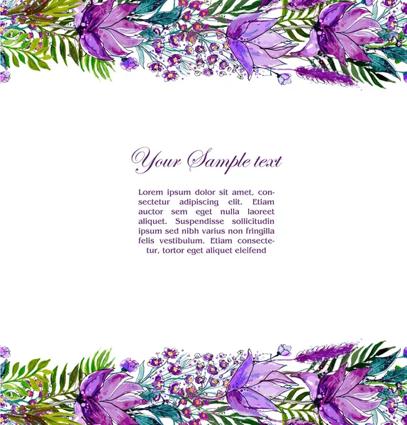 Bordure florale avec fleurs sauvages — Image vectorielle