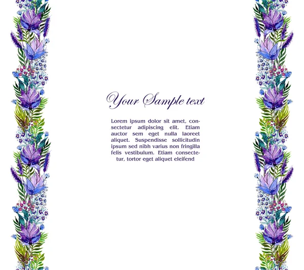 Bordure florale avec fleurs sauvages — Image vectorielle