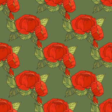 peonies ile sorunsuz çiçek desenli