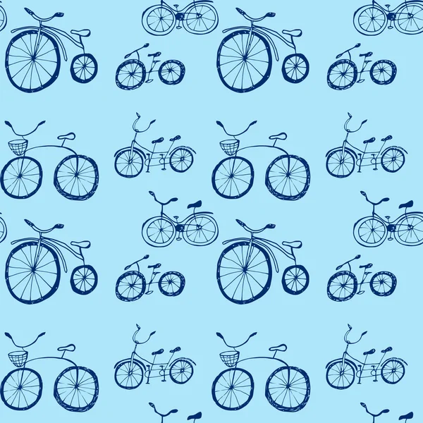 Cute doodle bicycles on white background. — Stock Vector