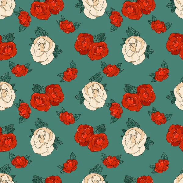 Seamless pattern with roses — Stock Vector