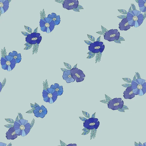 Fleurs bleues sur fond blanc — Image vectorielle