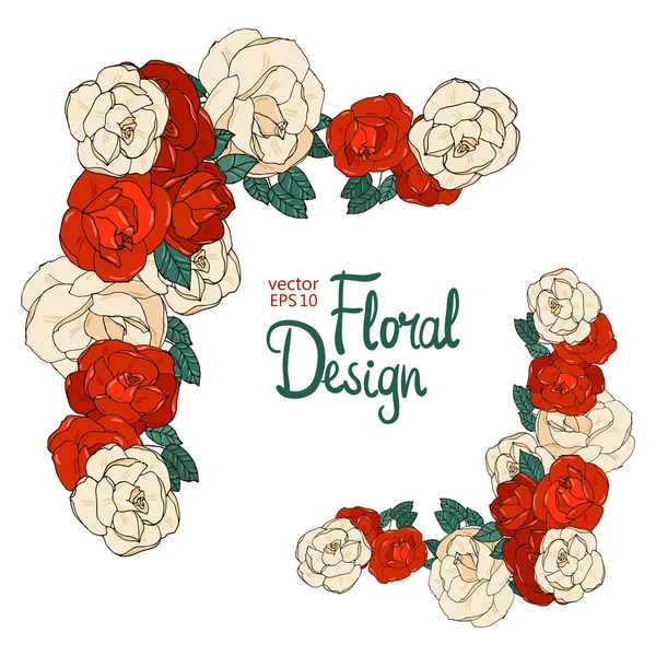 Bordure vintage avec roses — Image vectorielle