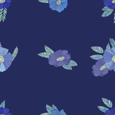 Beyaz arkaplanda mavi çiçekler